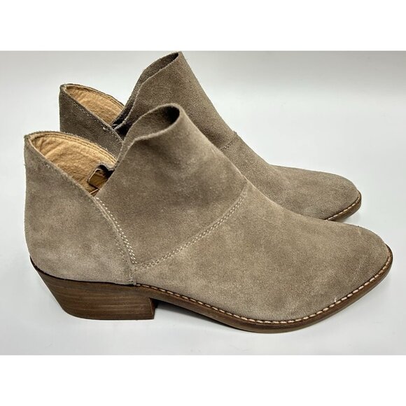 Lucky Brand Fahmida Ankle Boots Booties Brown Suede Women’s 7.5 Tan Casual - Picture 1 of 8